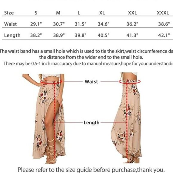 Boho Black Floral Print Tie Waist Wrap Maxi Skirt Leg Slit Flowy Skirt Cover Up - Picture 9 of 9